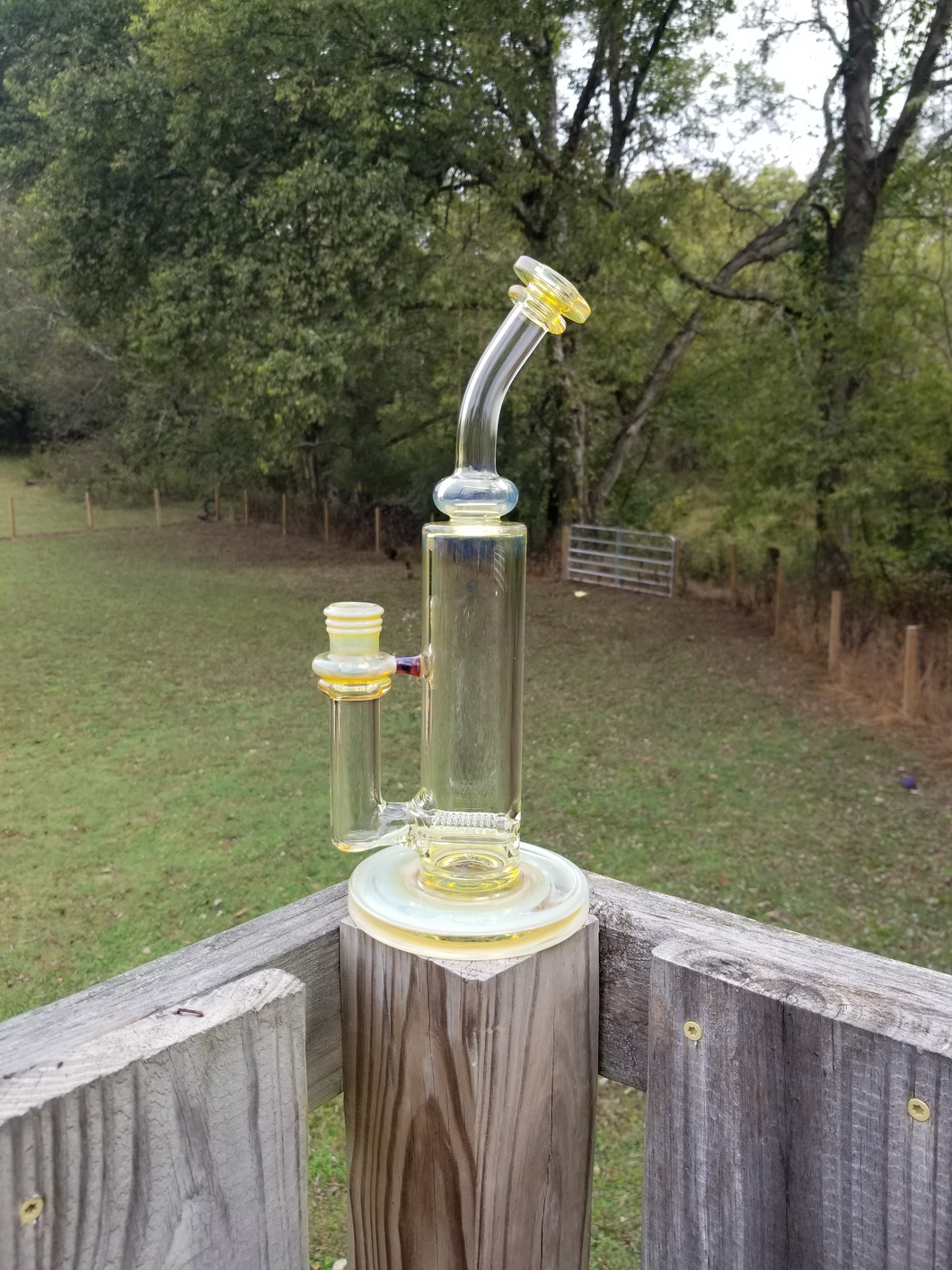 Rig Style Bubbler, 60 hole stacker perc with silver fume